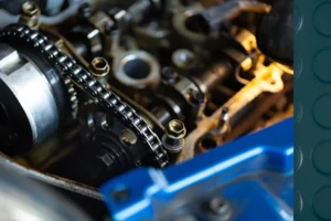 close-up of a timing chain 